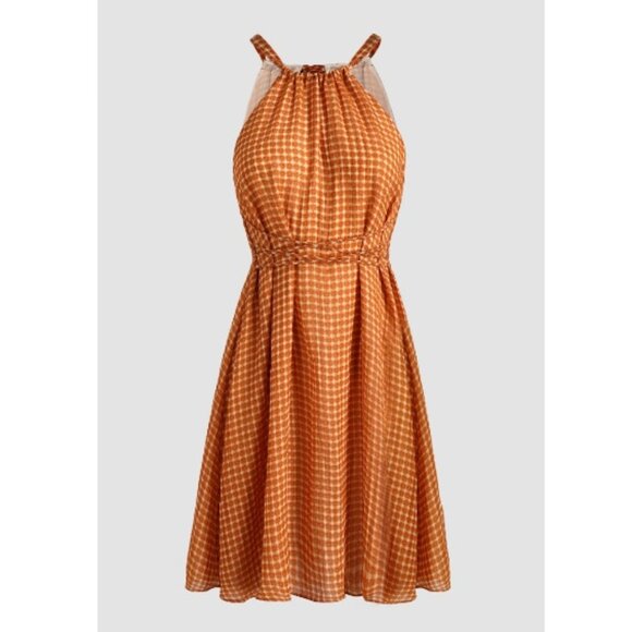 PLAID TIE BACK MINI DRESS - Picture 2 of 5